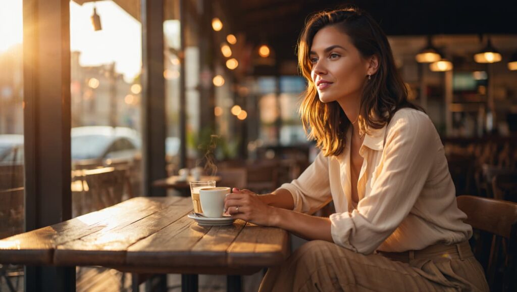 how to make him value you confident woman in cafe