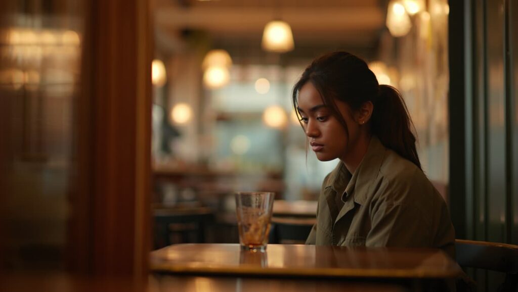 woman alone looking pensive, signs he is not committed