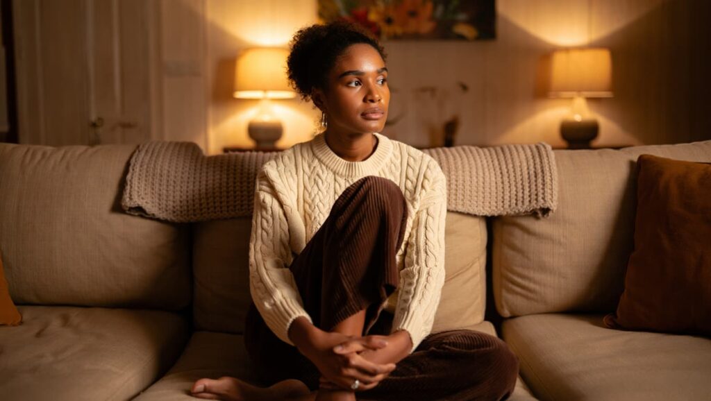 woman looking thoughtful about relationship, why he won't commit