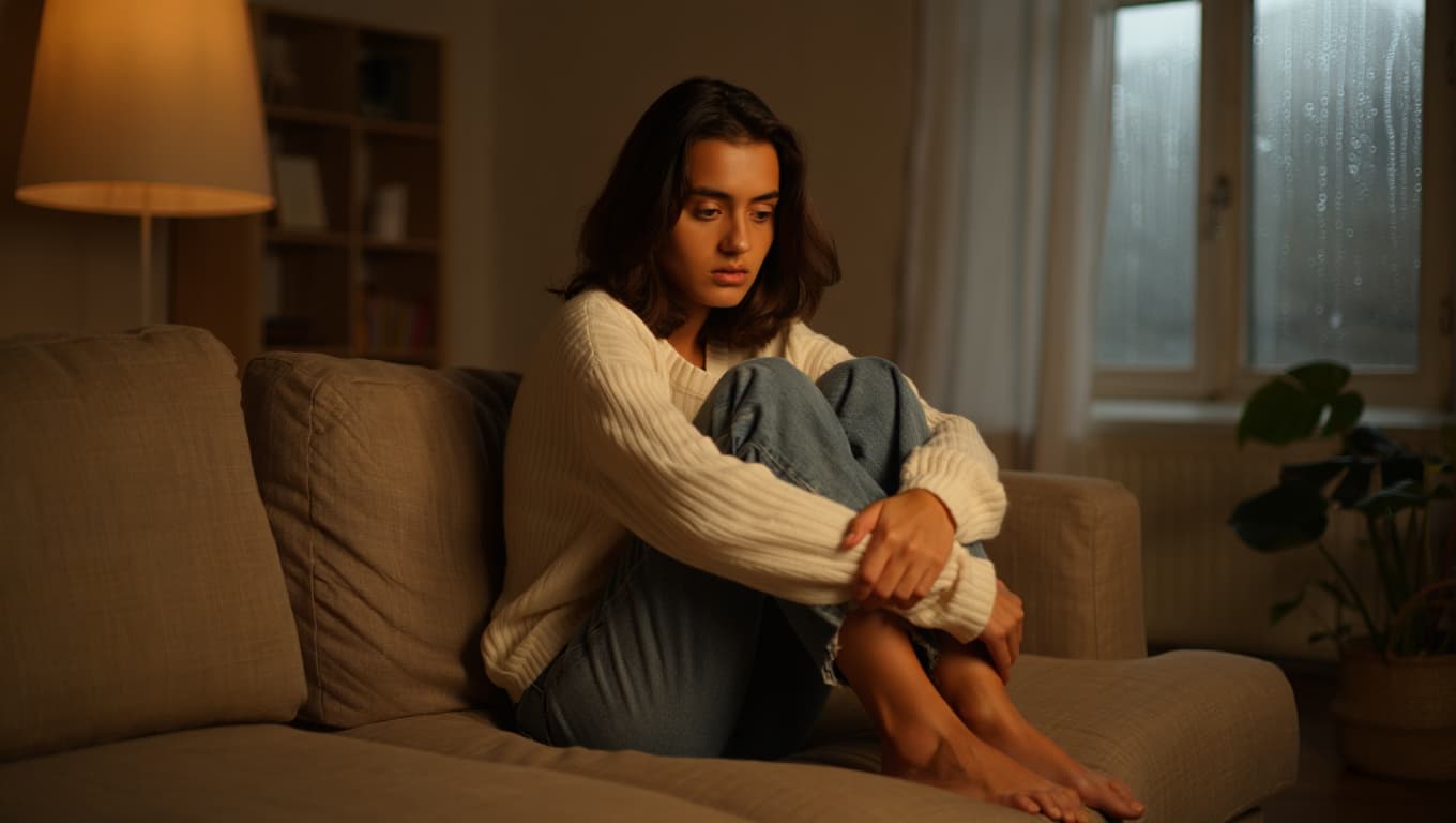 signs he's not fully committed - woman sitting alone looking uncertain